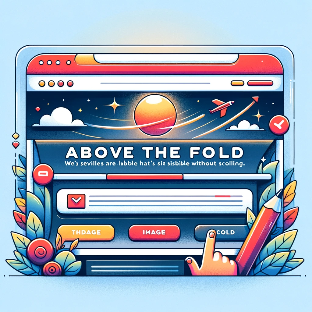 Above the Fold en una página web, mostrando un diseño atractivo y contenido cautivador.